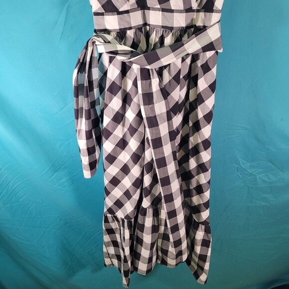 J. Crew Black & White Gingham Sleeveless Wrap Dress Size 0 - Picture 4 of 9